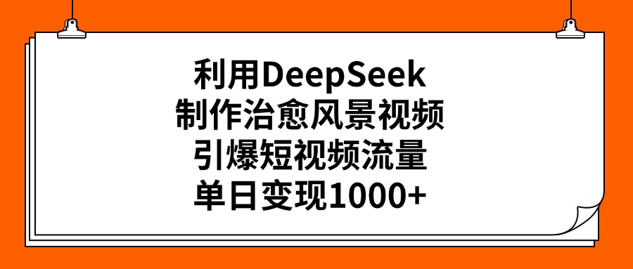 利用DeepSeek制作治愈风景视频，引爆短视频流量，单日变现1000+-安哥网络创业副业