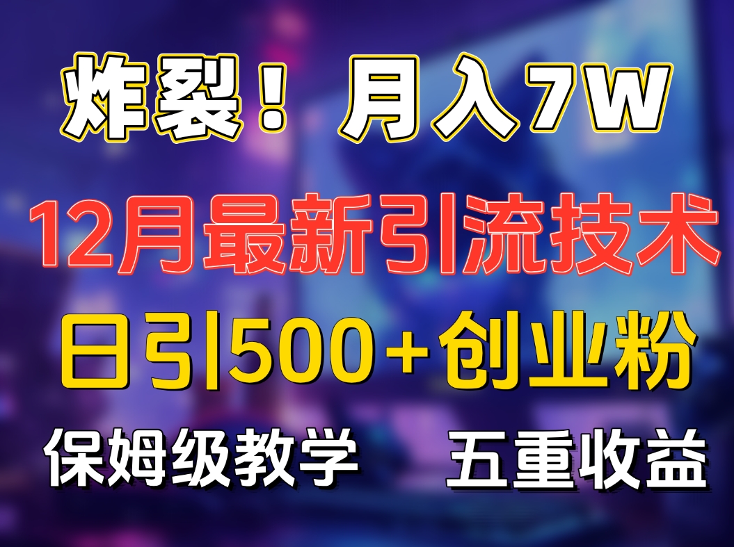 炸裂！月入7W+揭秘12月最新日引流500+精准创业粉，多重收益保姆级教学-安哥网络创业副业