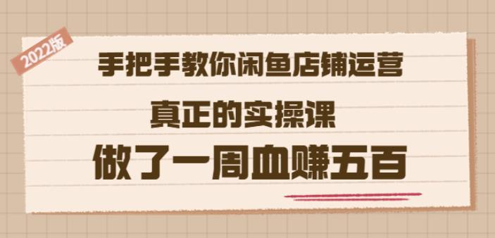 2022版《手把手教你闲鱼店铺运营》真正的实操课做了一周血赚五百(16节课)-安哥网络创业副业