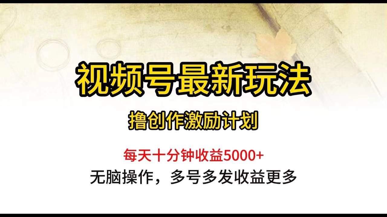 视频号最新玩法，每日一小时月入5000+-安哥网络创业副业
