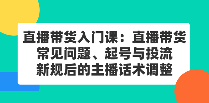 直播带货入门课：直播带货常见问题、起号与投流、新规后的主播话术调整-安哥网络创业副业