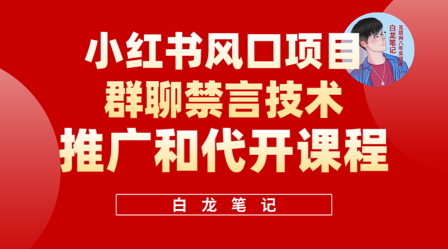 小红书风口项目日入300+，小红书群聊禁言技术代开项目，适合新手操作-安哥网络创业副业