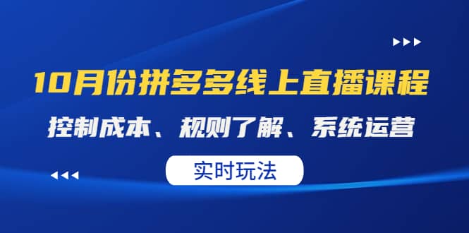某收费10月份拼多多线上直播课： 控制成本、规则了解、系统运营。实时玩法-安哥网络创业副业