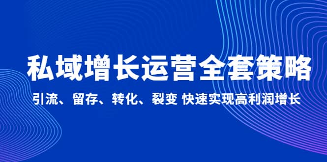私域增长运营全套策略：引流、留存、转化、裂变 快速实现高利润增长-安哥网络创业副业