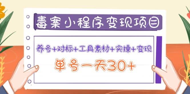毒案小程序变现项目：养号+对标+工具素材+实操+变现-安哥网络创业副业