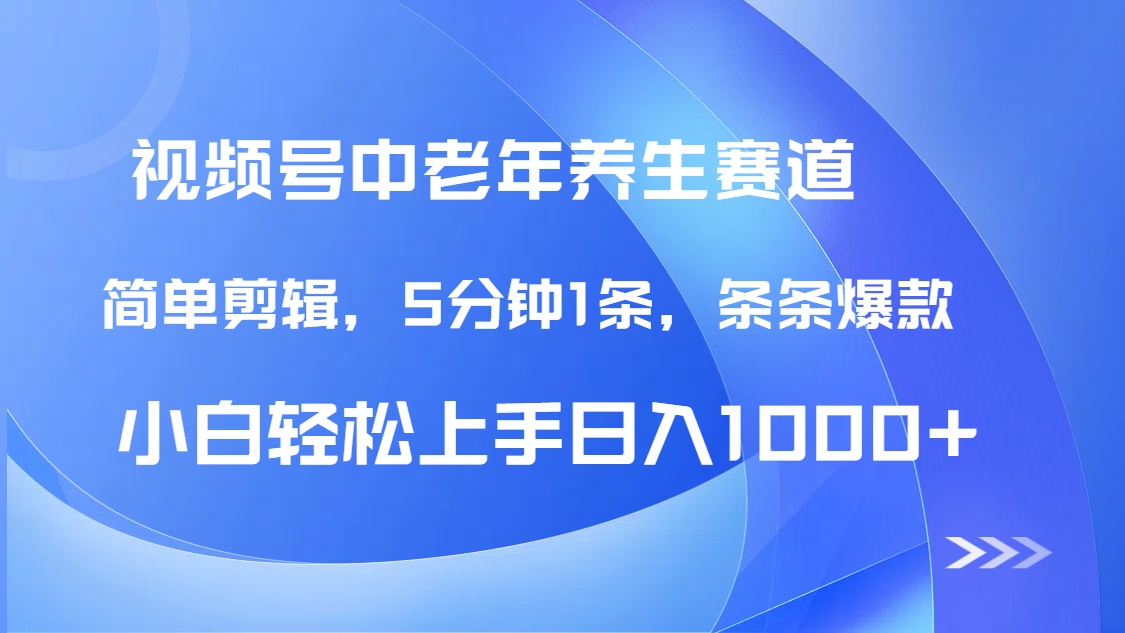 DeepSeek+既梦做视频号中老年养生赛道，条条爆款5分钟1条，轻松日入1000+-安哥网络创业副业