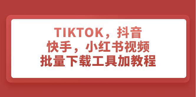 TIKTOK，抖音，快手，小红书视频批量下载工具加教程-安哥网络创业副业