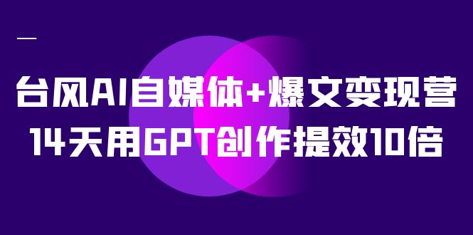 AI自媒体+爆文变现营，14天用GPT创作提效10倍（12节课）-安哥网络创业副业