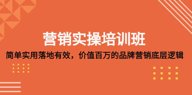 营销实操培训班：简单实用-落地有效，价值百万的品牌营销底层逻辑-安哥网络创业副业