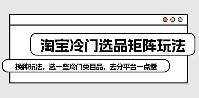 淘宝冷门选品矩阵玩法：换种玩法，选一些冷门类目品，去分平台一点羹-安哥网络创业副业