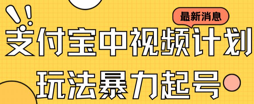 支付宝中视频玩法暴力起号影视起号有播放即可获得收益（带素材）-安哥网络创业副业