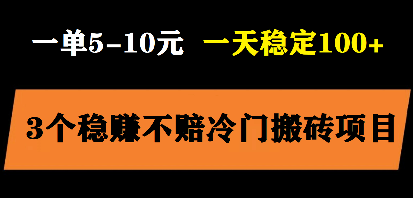 3个最新稳定的冷门搬砖项目，小白无脑照抄当日变现日入过百-安哥网络创业副业