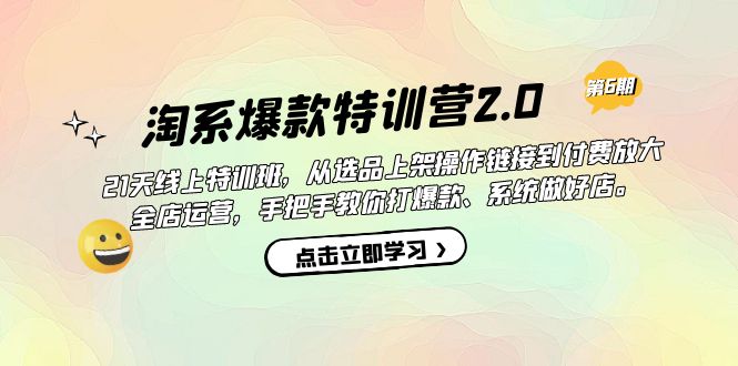 淘系爆款特训营2.0【第六期】从选品上架到付费放大 全店运营 打爆款 做好店-安哥网络创业副业