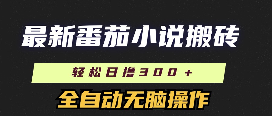 最新番茄小说搬砖，日撸300＋！全自动操作，可矩阵放大！-安哥网络创业副业