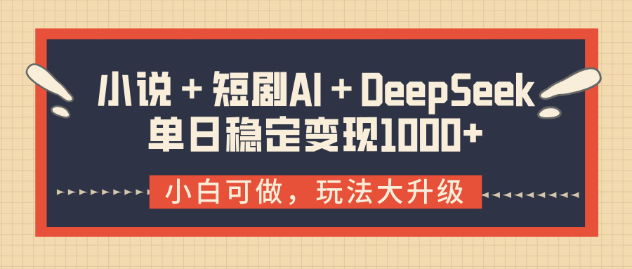 小说＋短剧AI＋DeepSeek结合变现，单日稳定变现1000+-安哥网络创业副业