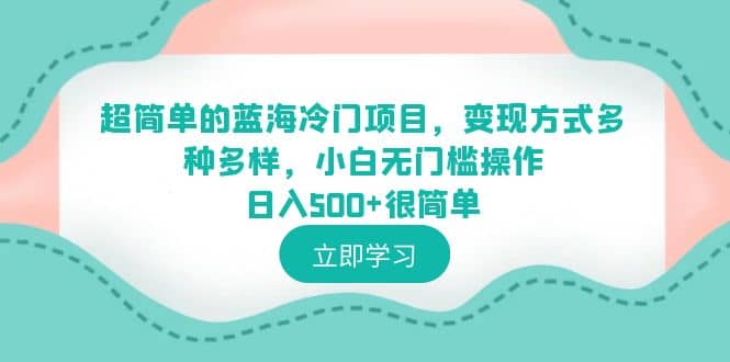 超简单的蓝海冷门项目，变现方式多种多样，小白无门槛操作日入500+很简单-安哥网络创业副业