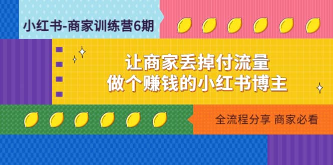 小红书-商家训练营12期：让商家丢掉付流量-安哥网络创业副业