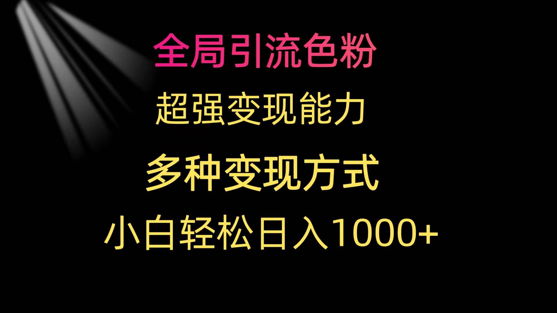 全局引流色粉 超强变现能力 多种变现方式 小白轻松日入1000+-安哥网络创业副业