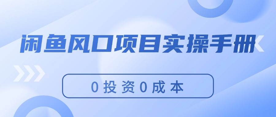 闲鱼风口项目实操手册，0投资0成本，让你做到，月入过万，新手可做-安哥网络创业副业