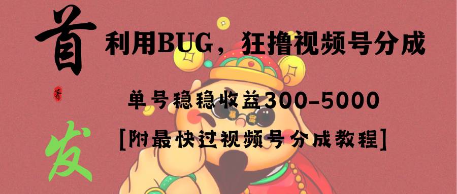 全网独家首发，视频号BUG，超短期项目，单号每日净收益300-5000！-安哥网络创业副业