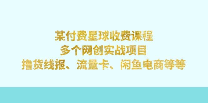 某付费星球课程：多个网创实战项目，撸货线报、流量卡、闲鱼电商等等-安哥网络创业副业