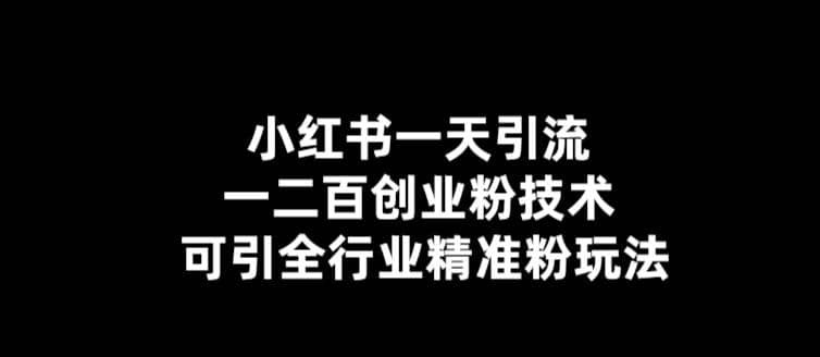 【引流必备】小红书一天引流一二百创业粉技术，可引全行业精准粉玩法-安哥网络创业副业