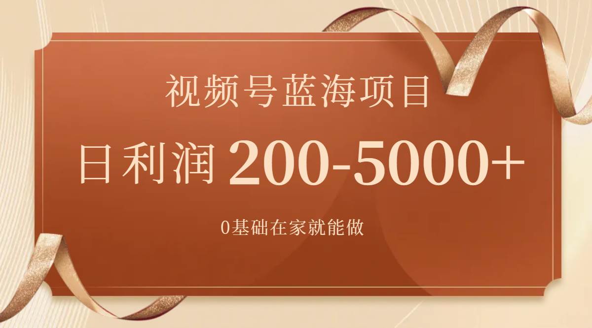 视频号蓝海项目，0基础在家也能做，一天200-5000+【附266G资料】-安哥网络创业副业