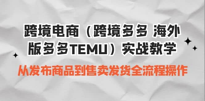 跨境电商（跨境多多 海外版多多TEMU）实操教学 从发布商品到售卖发货全流程-安哥网络创业副业