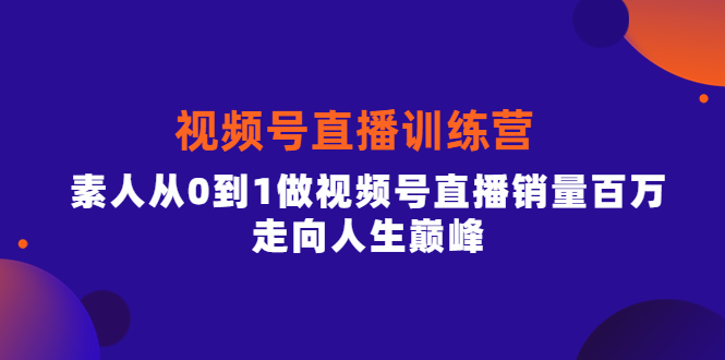 视频号直播训练营，素人从0到1做视频号直播销量百万，走向人生巅峰-安哥网络创业副业