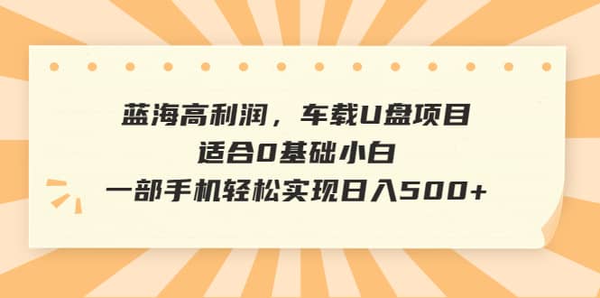 蓝海高利润，车载U盘项目，适合0基础小白，一部手机轻松实现日入500+-安哥网络创业副业