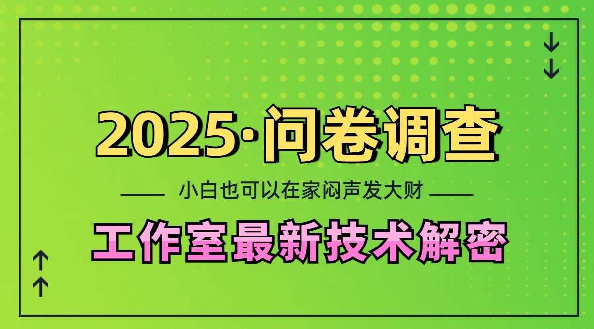 2025《问卷调查》最新工作室技术解密：一个人在家也可以闷声发大财，小白一天200+，可矩阵放大-安哥网络创业副业