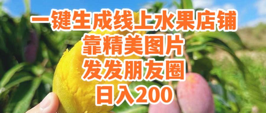 一键生成线上水果店，靠精美图片发发朋友圈，也能日入200-安哥网络创业副业