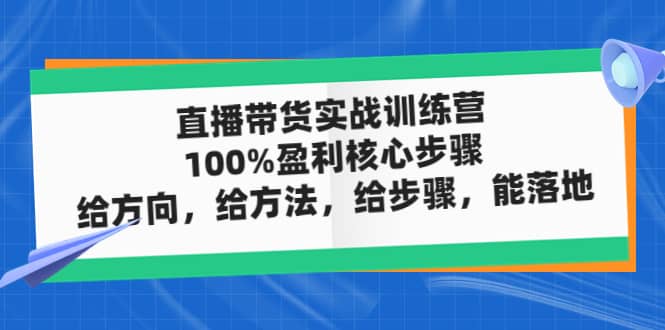 直播带货实战训练营：100%盈利核心步骤，给方向，给方法，给步骤，能落地-安哥网络创业副业