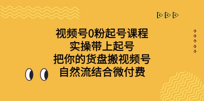 视频号0粉起号课程 实操带上起号 把你的货盘搬视频号 自然流结合微付费-安哥网络创业副业
