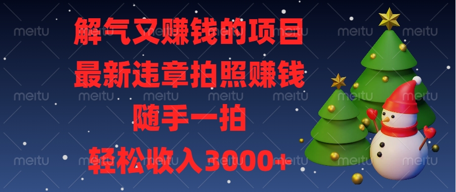最新违章拍照赚钱，随手一拍，解气又赚钱的项目，轻松收入3000+-安哥网络创业副业
