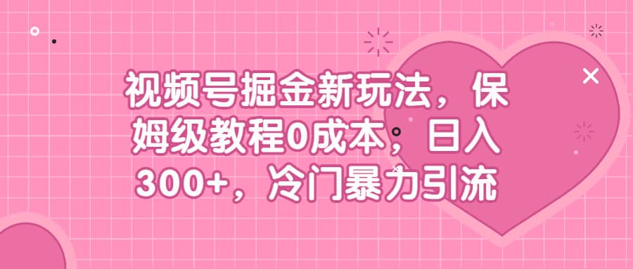 视频号掘金新玩法，保姆级教程0成本，日入300+，冷门暴力引流-安哥网络创业副业
