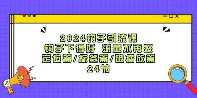 2024钩子·引流课：钩子下得好 流量不再愁，定位篇/标签篇/破播放篇/24节-安哥网络创业副业