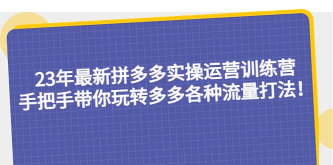 23年最新拼多多实操运营训练营：手把手带你玩转多多各种流量打法！-安哥网络创业副业