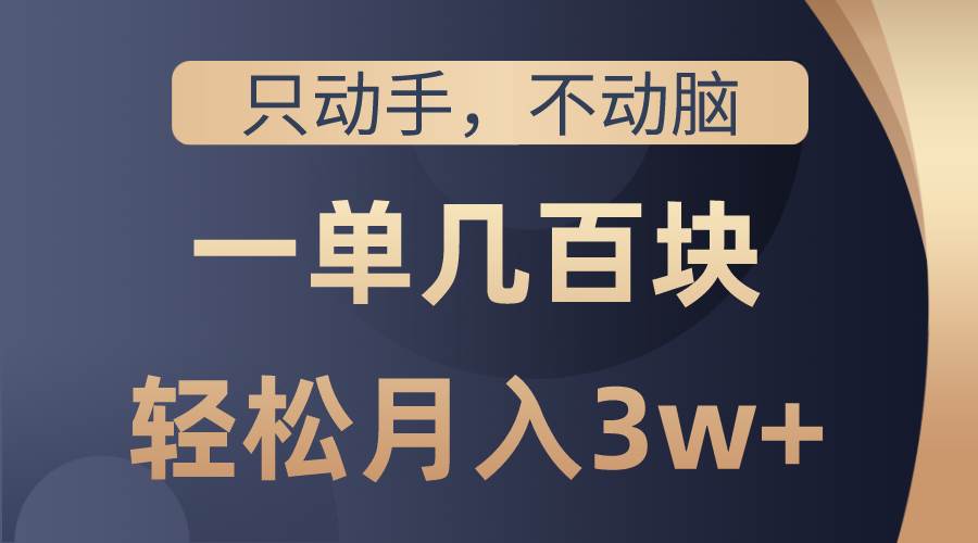 只动手不动脑，一单几百块，轻松月入3w+，看完就能直接操作，详细教程-安哥网络创业副业