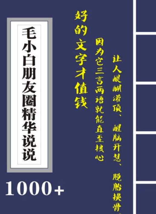 毛小白内容合集《朋友圈说说精华1000+》好的文字才值钱（第1部+2部）-安哥网络创业副业
