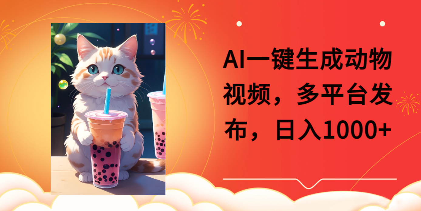 AI一键生成动物搞笑视频，多平台发布，轻松破千万播放，日入2000+-安哥网络创业副业
