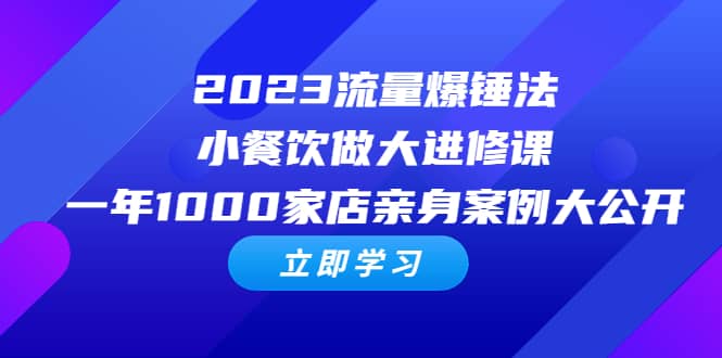 2023流量 爆锤法，小餐饮做大进修课，一年1000家店亲身案例大公开-安哥网络创业副业