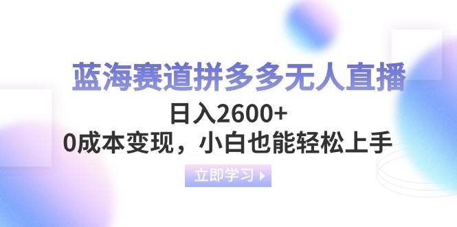 蓝海赛道拼多多无人直播，日入2600+，0成本变现，小白也能轻松上手-安哥网络创业副业