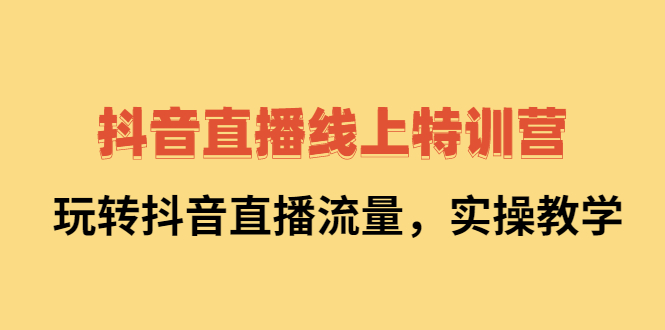 抖音直播线上特训营：玩转抖音直播流量，实操教学-安哥网络创业副业