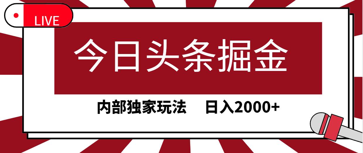 今日头条掘金，30秒一篇文章，内部独家玩法，日入2000+-安哥网络创业副业