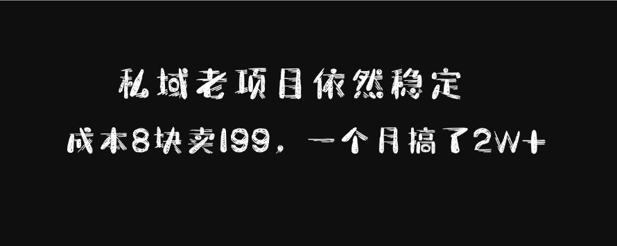 私域老项目依然稳定，成本8块卖199，一个月搞了2W+-安哥网络创业副业