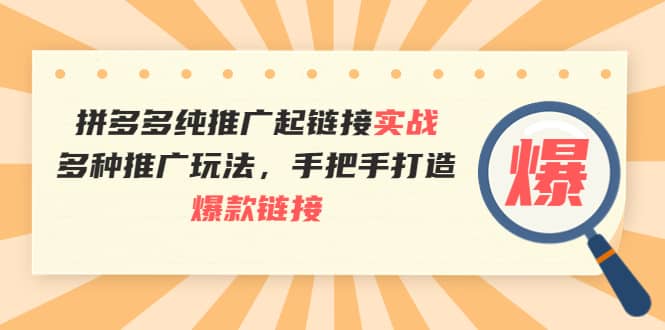 拼多多纯推广起链接实战：多种推广玩法，手把手打造爆款链接-安哥网络创业副业