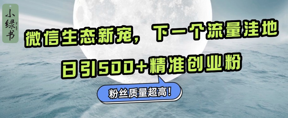 微信生态新宠小绿书：下一个流量洼地，粉丝质量超高，日引500+精准创业粉，-安哥网络创业副业