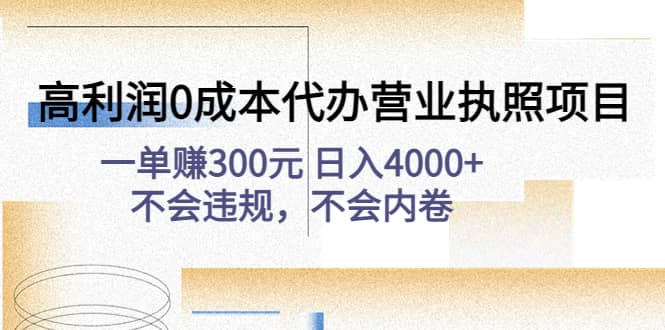 高利润0成本代办营业执照项目：不会违规，不会内卷-安哥网络创业副业