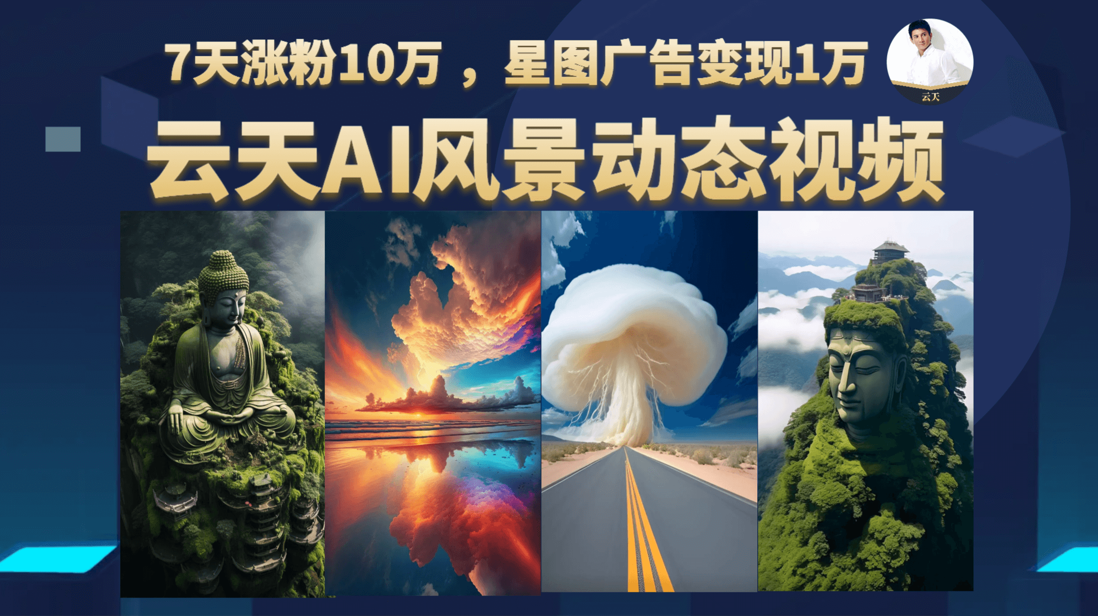 云天AI风景动图视频制作，7天涨粉10万 ，星图广告变现1万-安哥网络创业副业